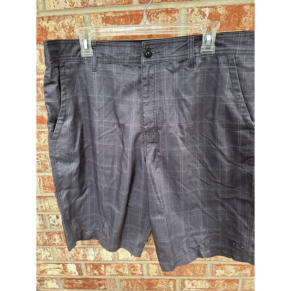 O'Neill Hybrid Shorts Men’s Size 38 Gray Plaid Land & Water Lightweight Stretch